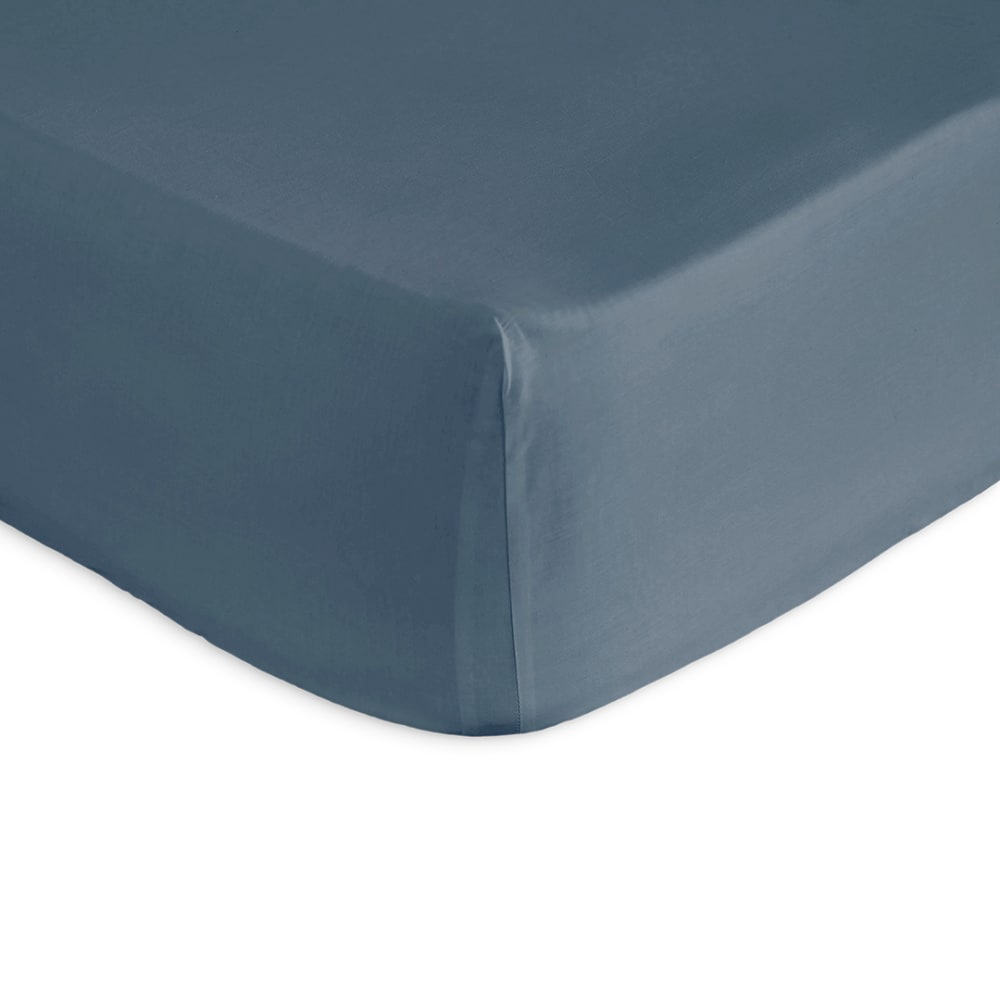Drap housse en percale de coton PURE 140x200+28 cm bleu