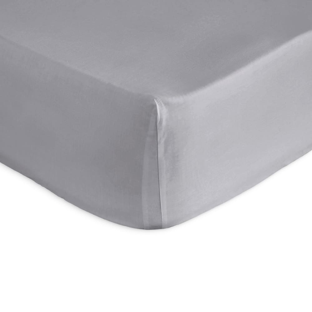 Drap housse en percale de coton PURE 200x200+28 cm gris