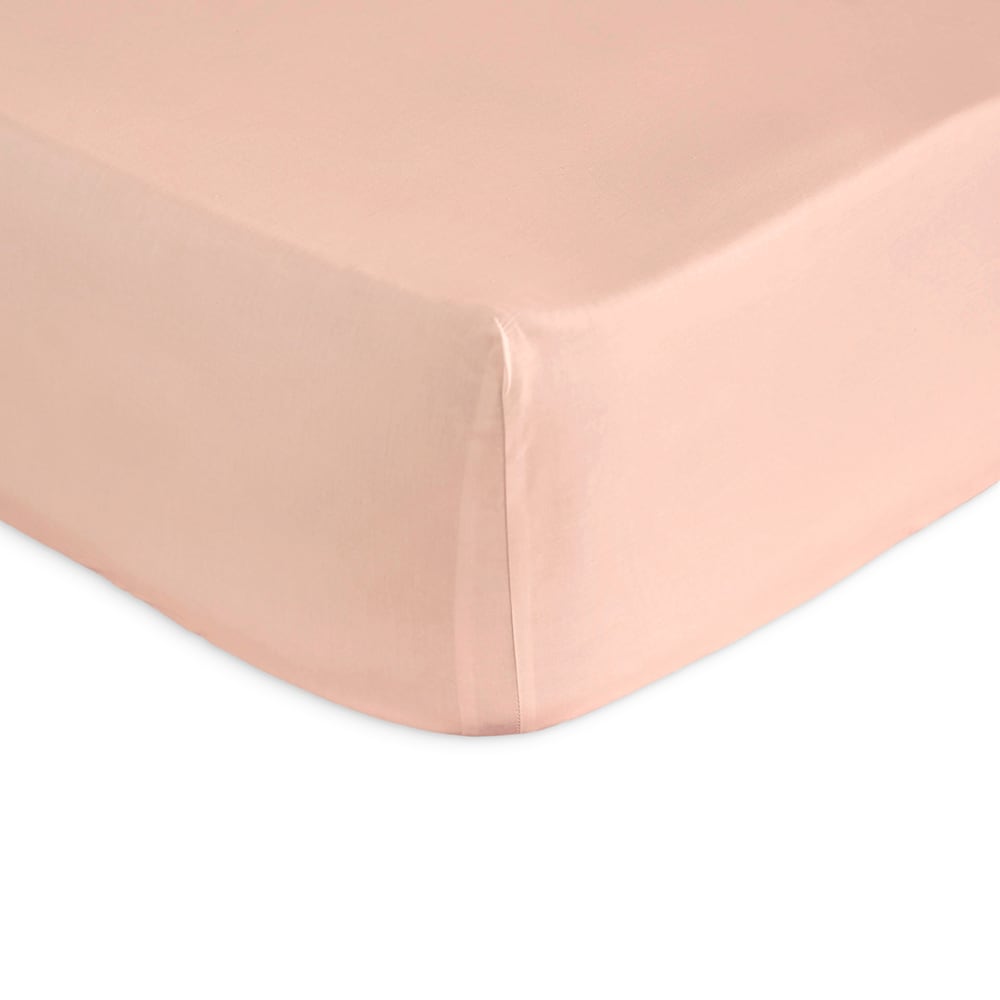 Drap housse en percale de coton PURE 200x200+28 cm corail