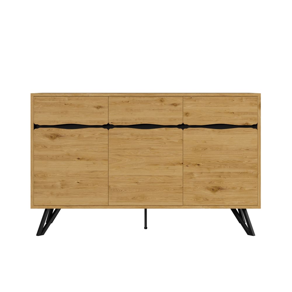 Console en bois naturel avec portes