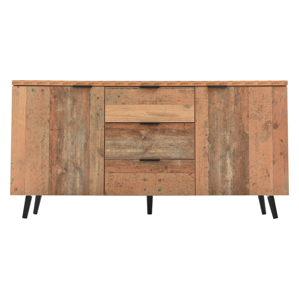 Consola industrial de madera con 3 cajones
