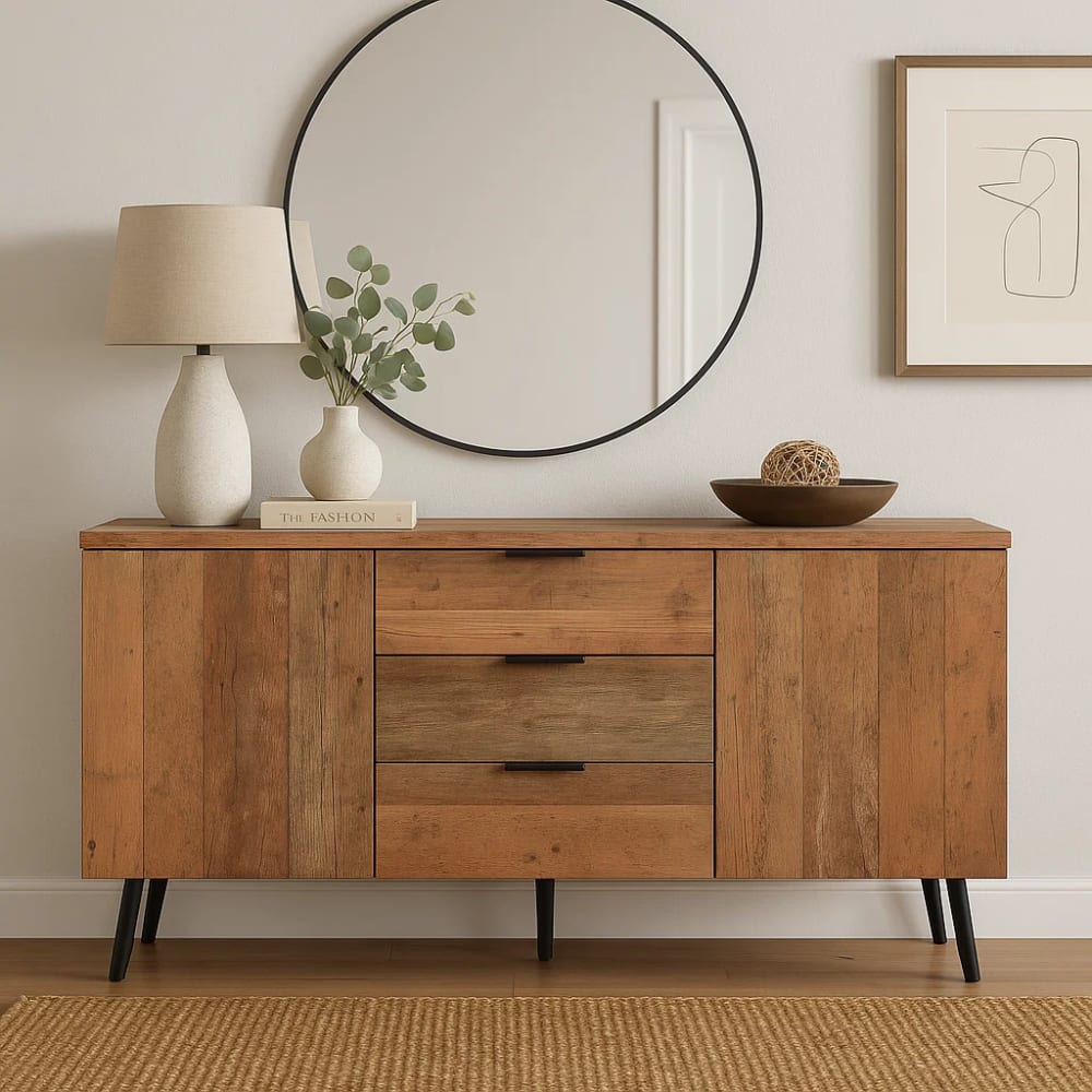 Consola industrial de madera con 3 cajones - Maisons du Monde