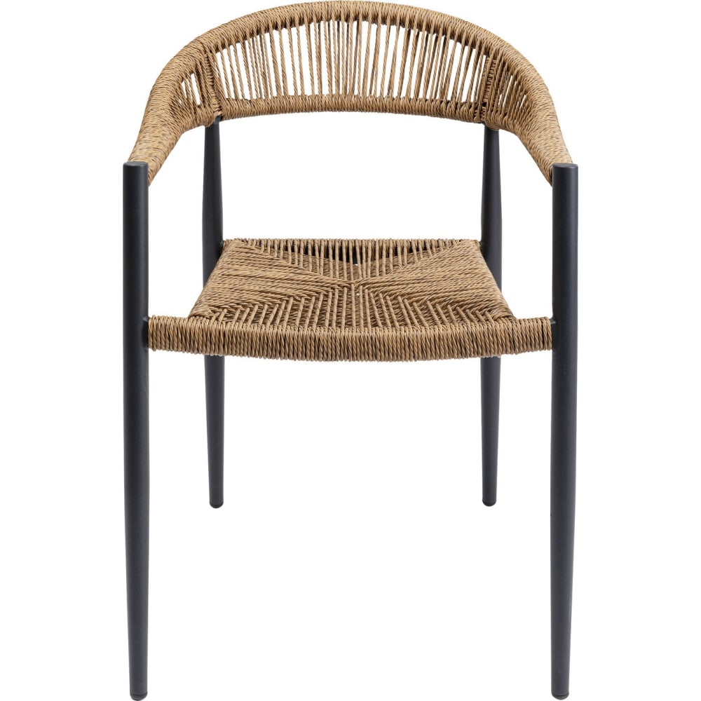 Chaise de jardin en polyéthylène marron et acier noir
