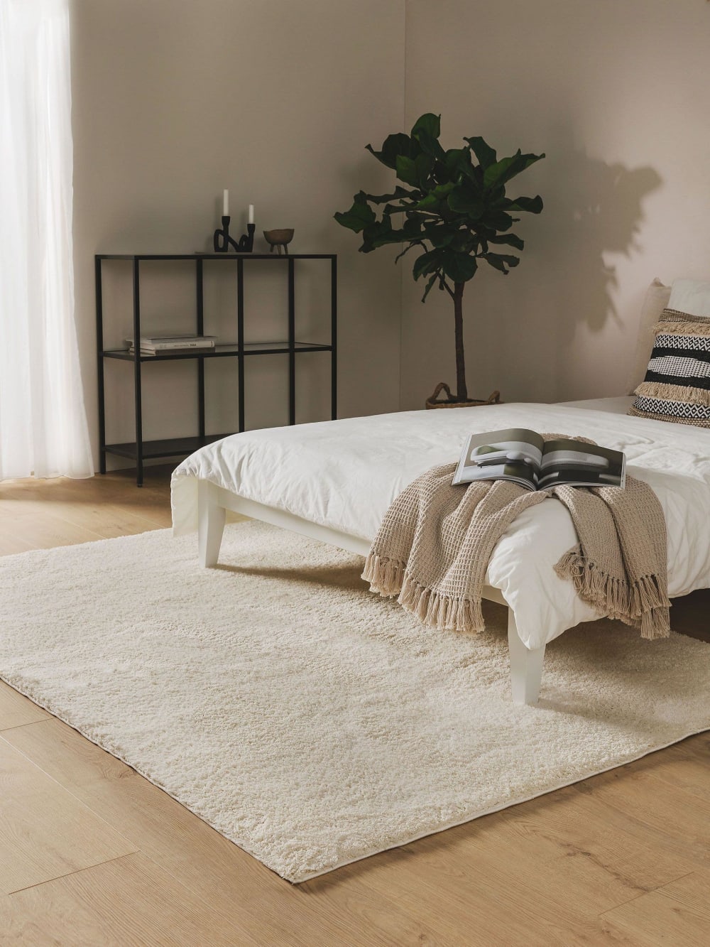 Tapis à poils longs blanc 140x200 — vue 3