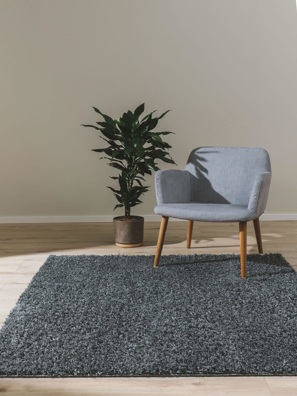 Tapis à poils longs gris 160x160 — vue 3