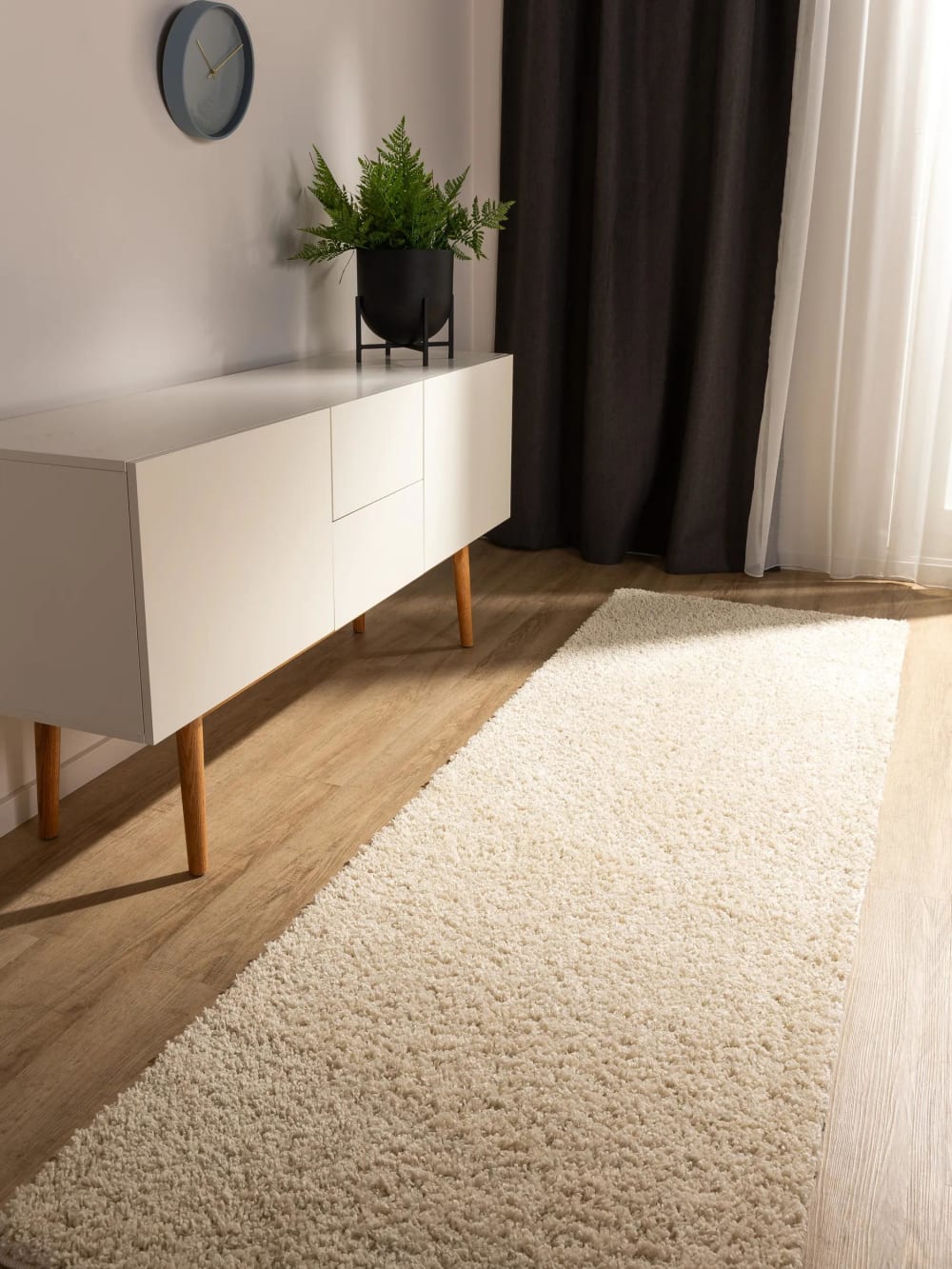 Tapis à poils longs crème 80x300 — vue 3
