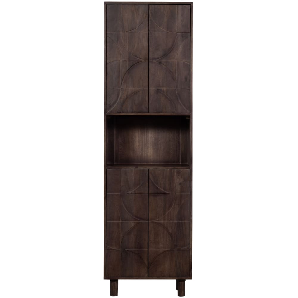 Armoire+4+portes+un+compartiment+ouvert+en+bois