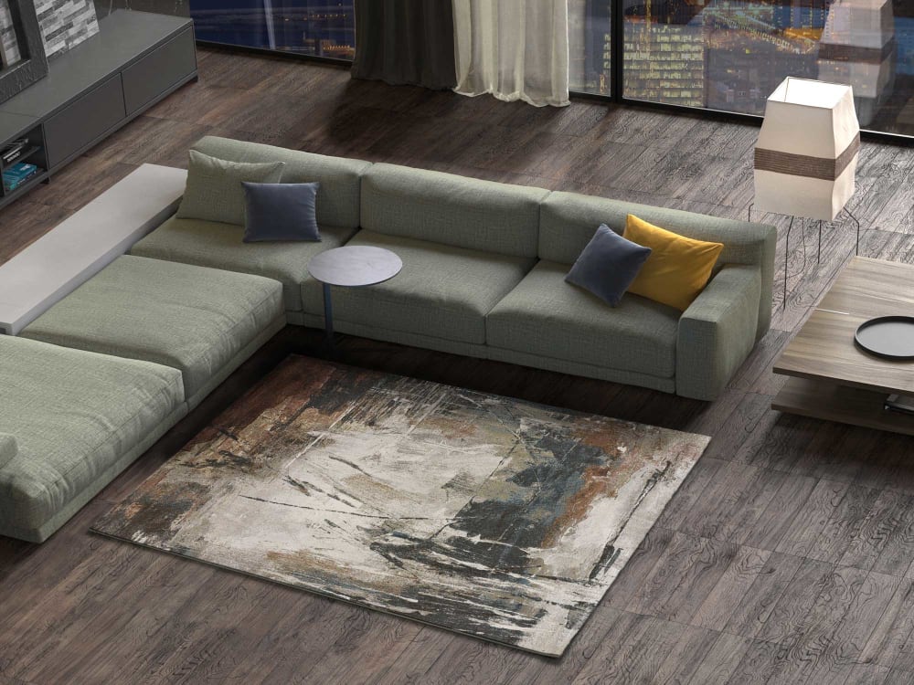 Tappeto astratto beige/gris/rame 133x195 cm - Atticgo