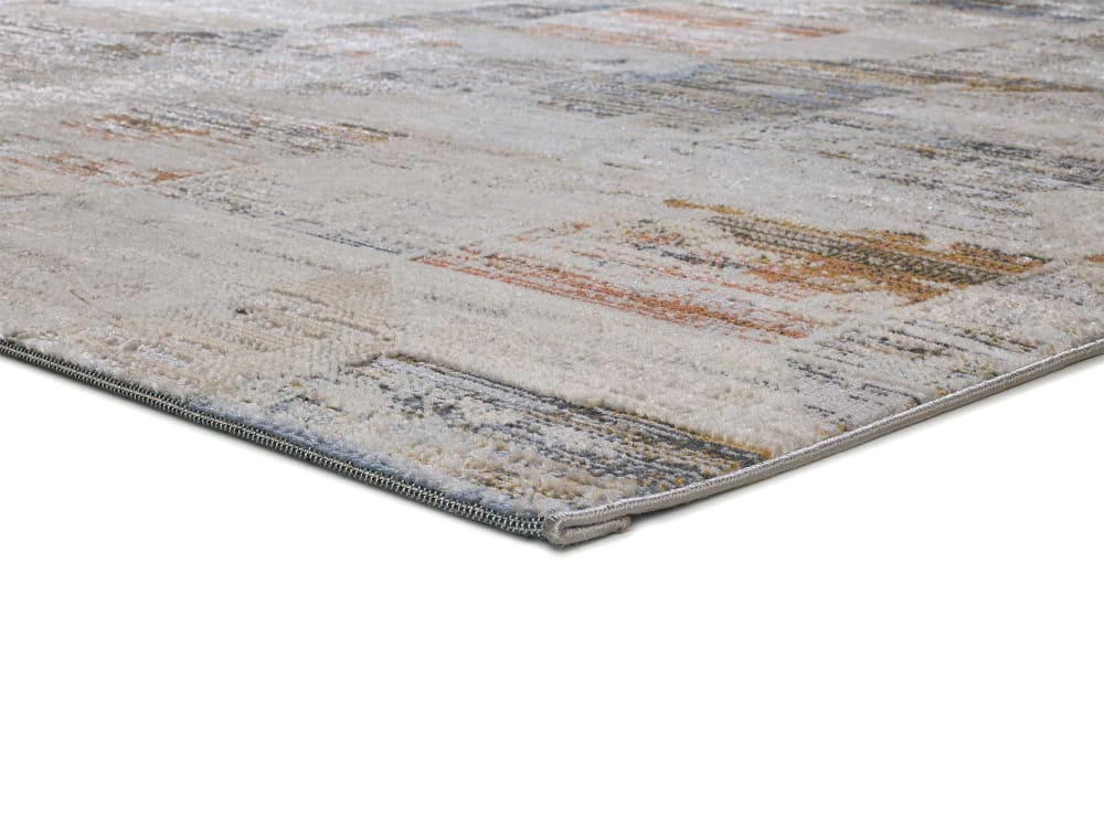 Tapis géométrique crème/bleu/moutarde 134x200 cm — vue 4