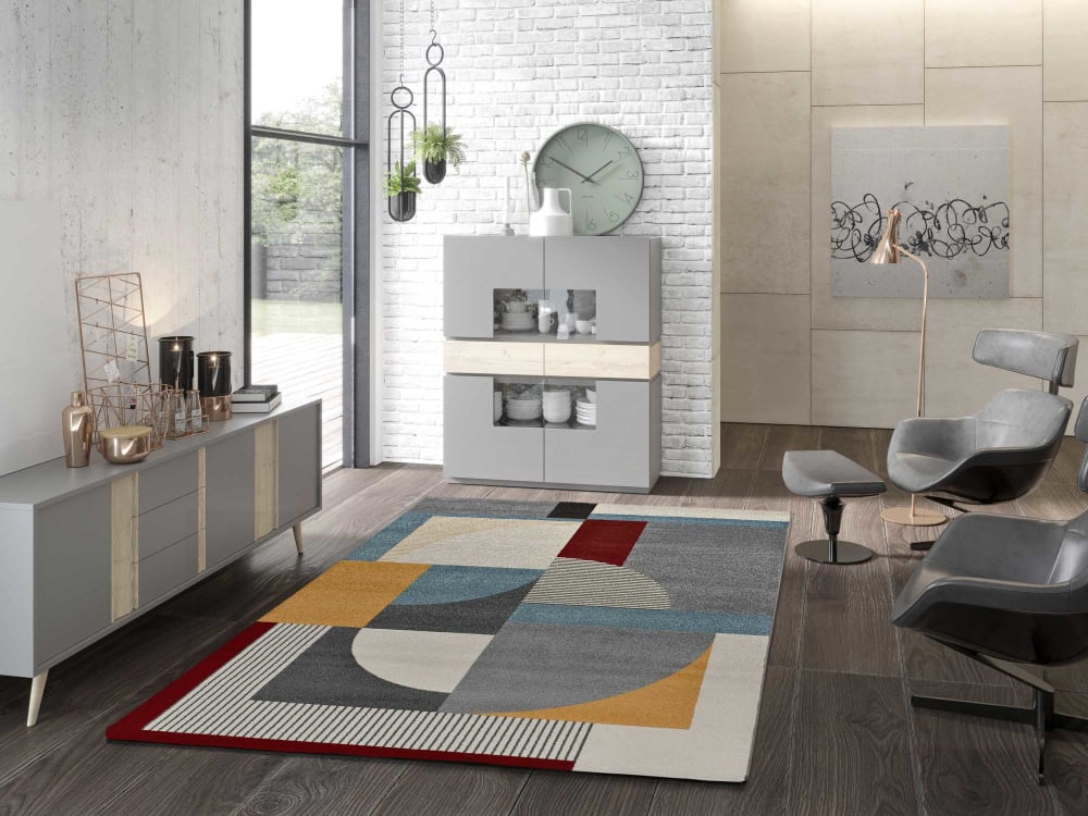 Tapis moderne gris/multicolore 133x190 cm — vue 3
