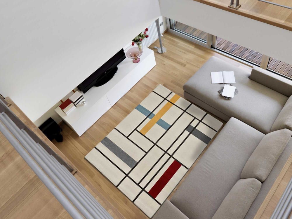 Tapis géométrique beige/multicolore 133x190 cm — vue 3