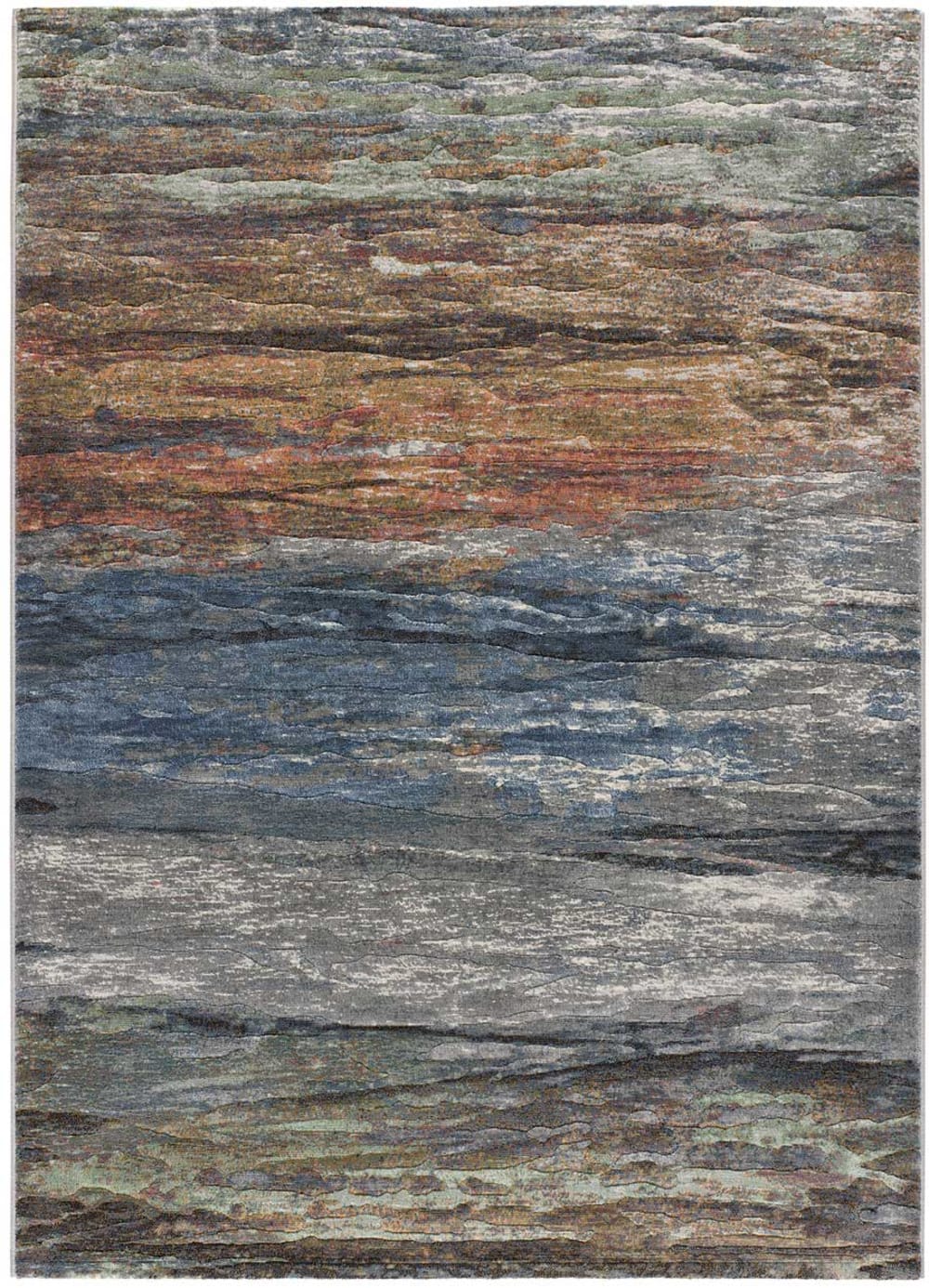 Tappeto astratto grigio/blu/rame 133x195 cm - Modello Contemporaneo - Grigio - Öko-Tex Zertifikat - PP - Polipropilene