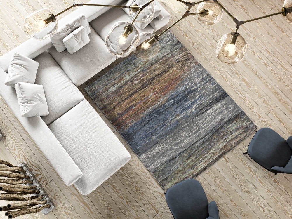 Tappeto astratto grigio/blu/rame 133x195 cm - Atticgo