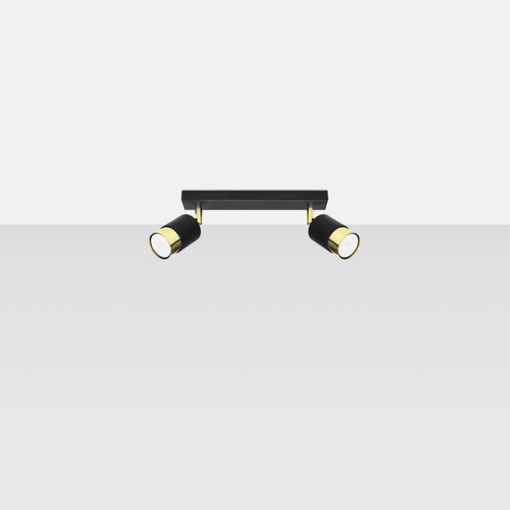 Plafonnier Acier Or/Noir GU10 2 Nero — vue 3