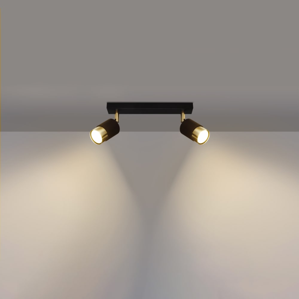 Plafonnier Acier Or/Noir GU10 2 Nero — vue 4