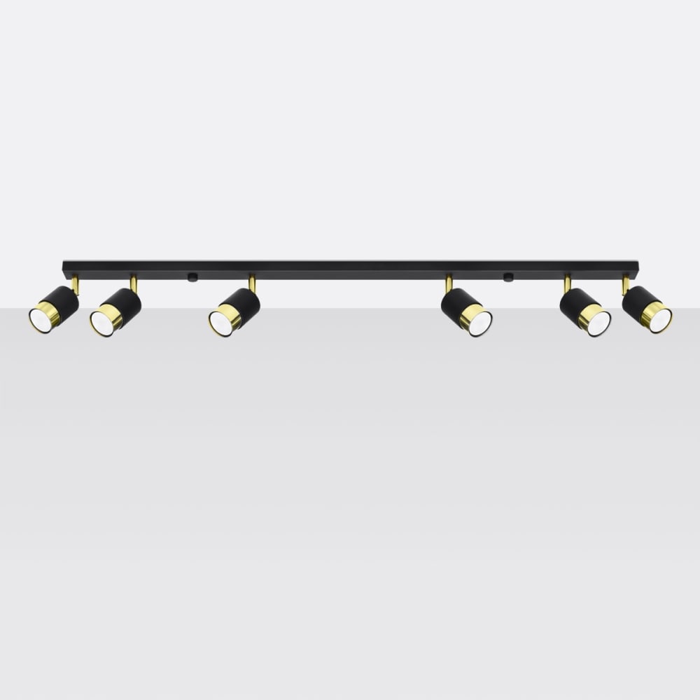 Plafonnier Acier Or/Noir GU10 6 Nero — vue 3