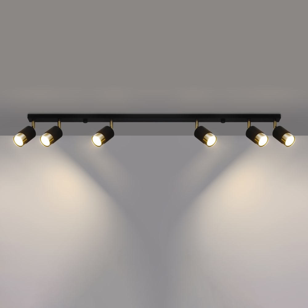 Plafonnier Acier Or/Noir GU10 6 Nero — vue 4