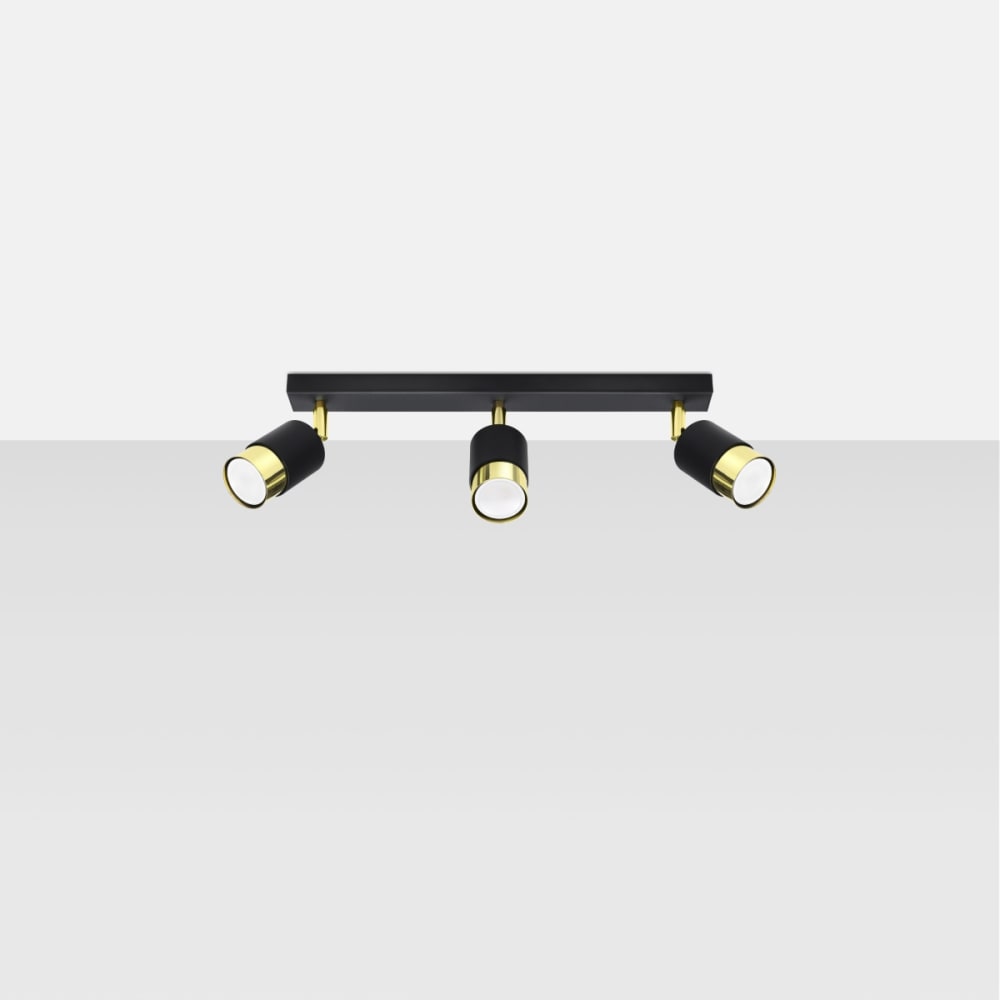 Lampada a soffitto nera/dorato acciaio - Sollux Lighting