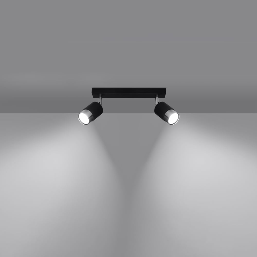 Plafonnier Acier Noir/Chromé GU10 2 Nero — vue 4