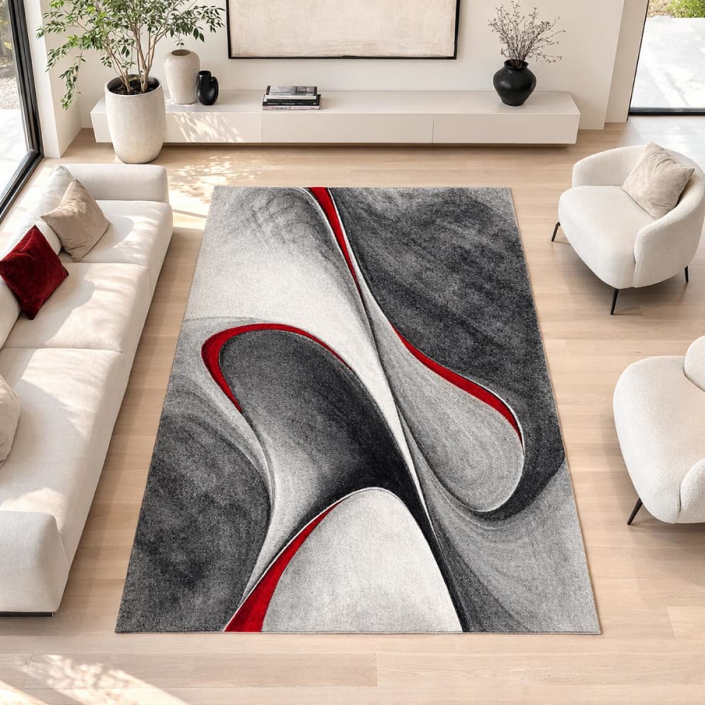 Alfombra de salón tejida con motivos geométricos, rojo 120x170