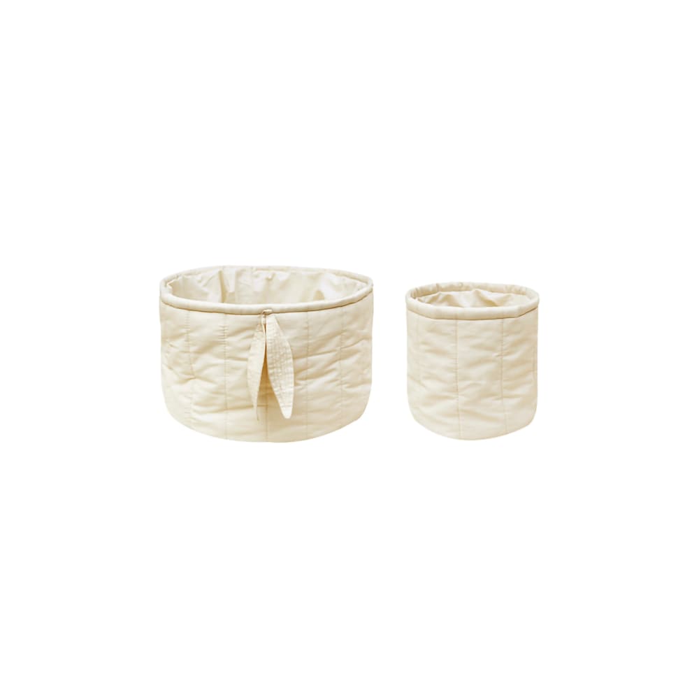 Set di due cesti trapuntati - Bambie Natural 20x30x30 cm - Bianco - Cotone
