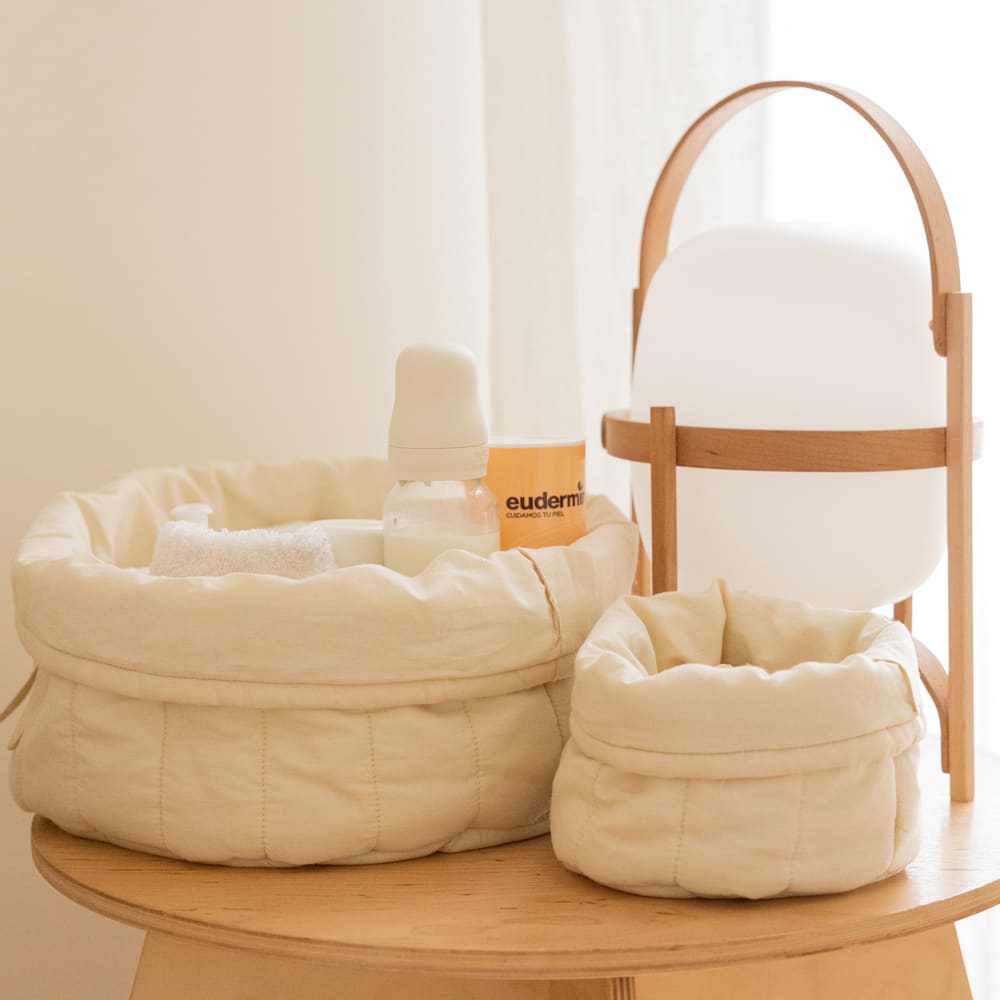 Set di due cesti trapuntati - Bambie Natural 20x30x30 cm - Lorena
