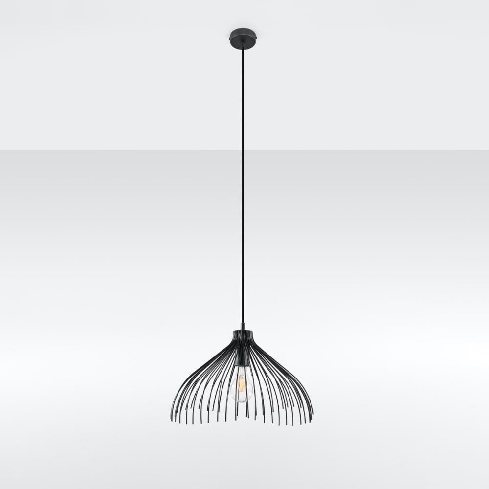 Suspension conique en métal, noir L: 40cm — vue 3