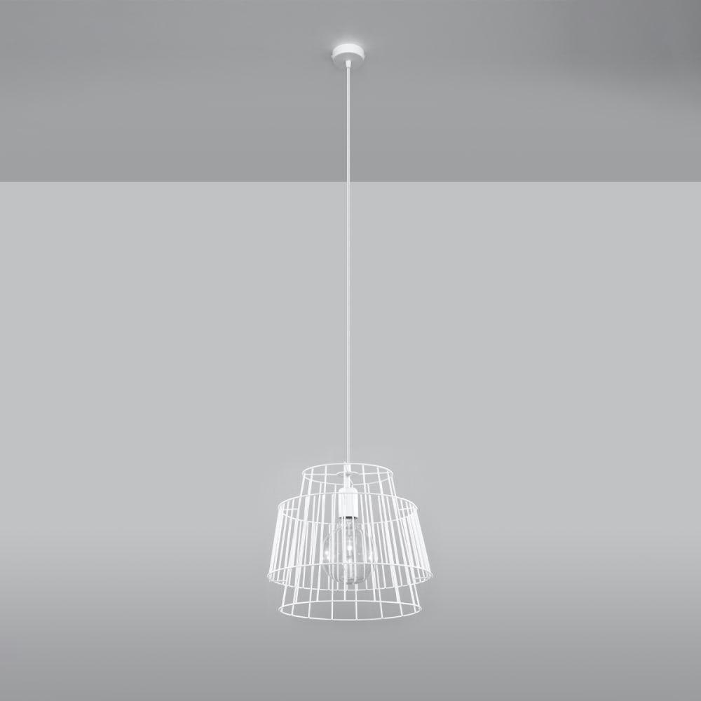 Suspension Acier Blanc E27 1 Gate — vue 3