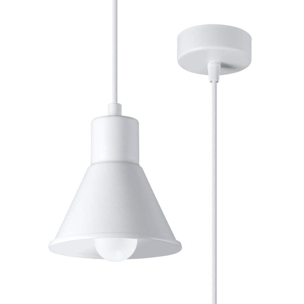 Suspension conique en métal, blanc L: 14cm