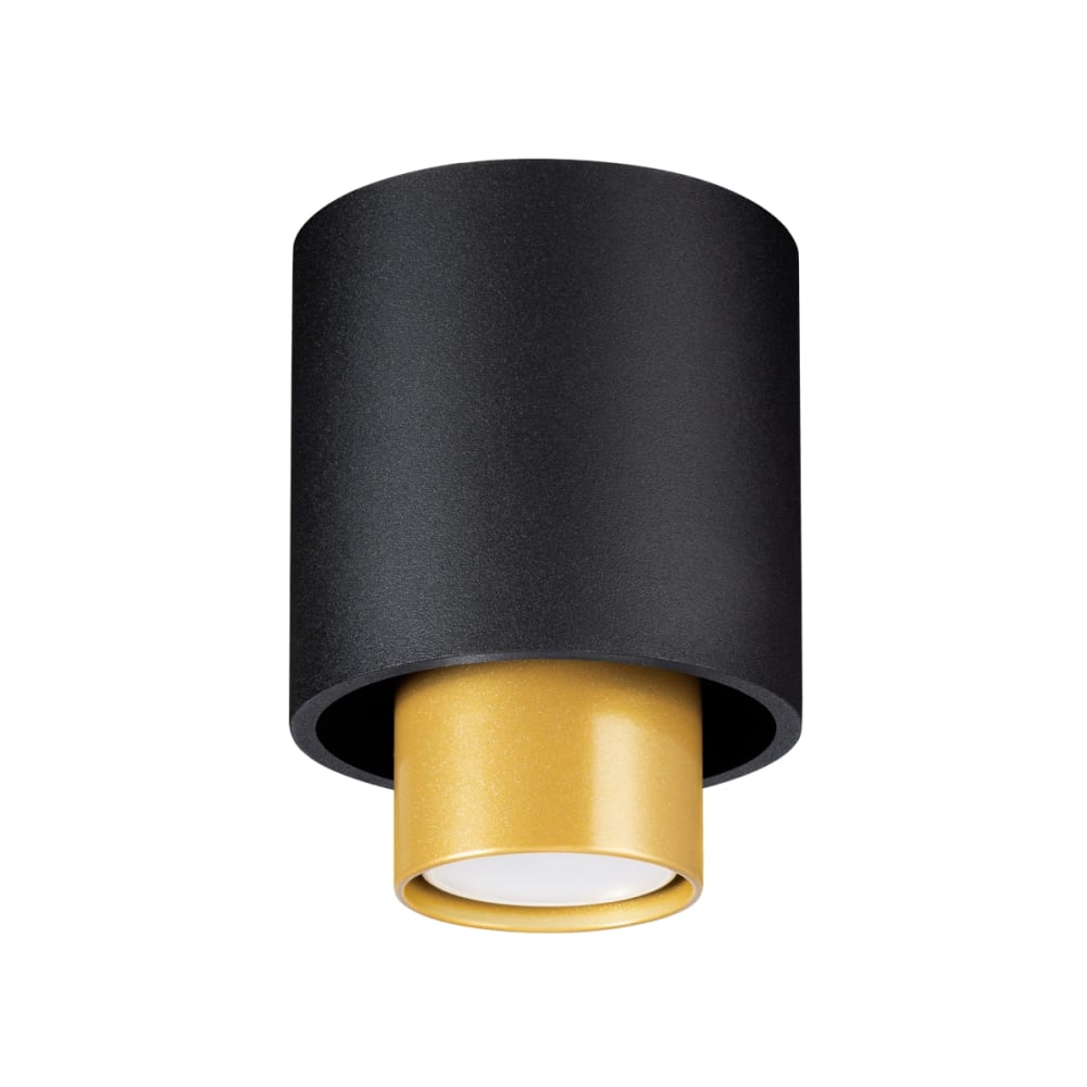 Lámpara de techo negro/dorado acero alt. 14 cm