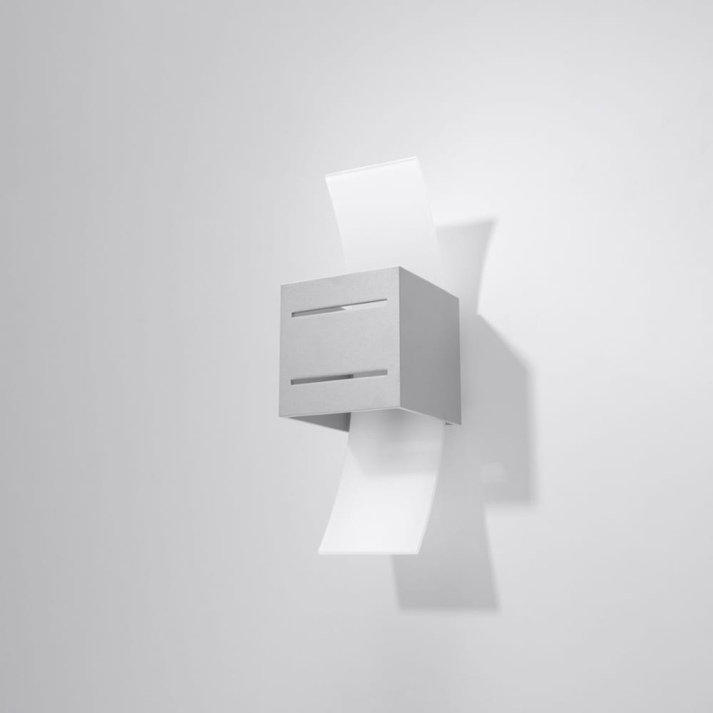 Lámpara de pared gris aluminio/vidrio alt. 30 cm - Maisons du Monde