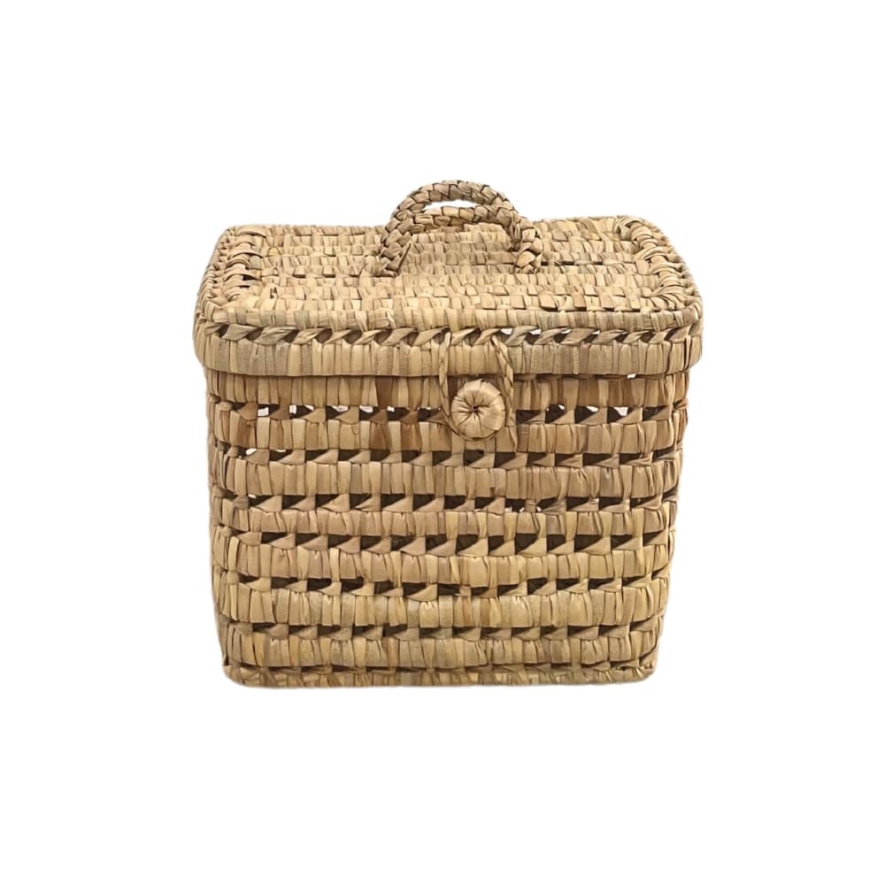 Coffre de rangement feuille de palmier osier naturel 20 x 25