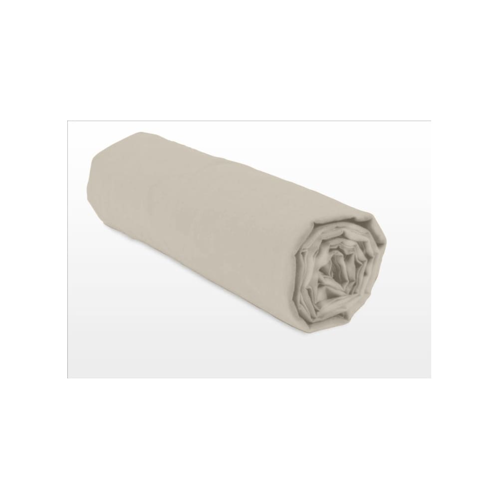 Drap housse uni 100% coton - Bonnet 25cm - Beige crème - 140x190 cm