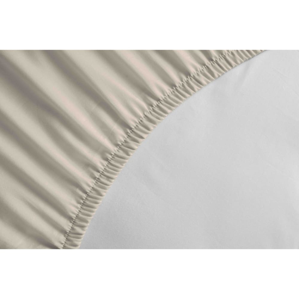 Drap housse uni 100% coton - Bonnet 25cm - Beige crème - 90x190 cm - Maisons du Monde