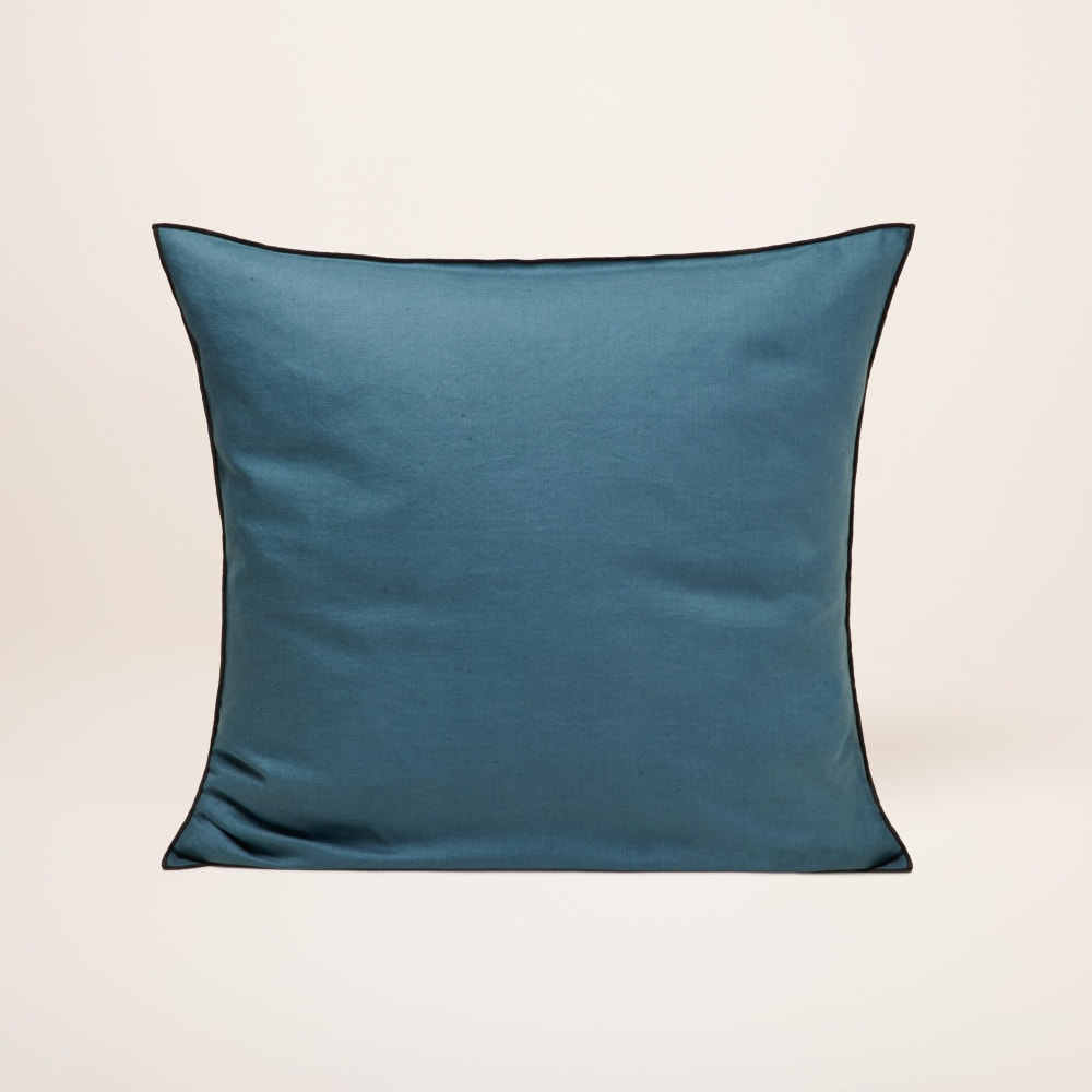 Set di 2 federe Lino lavato leggermente sgualcito, 65x65 cm Blu -
