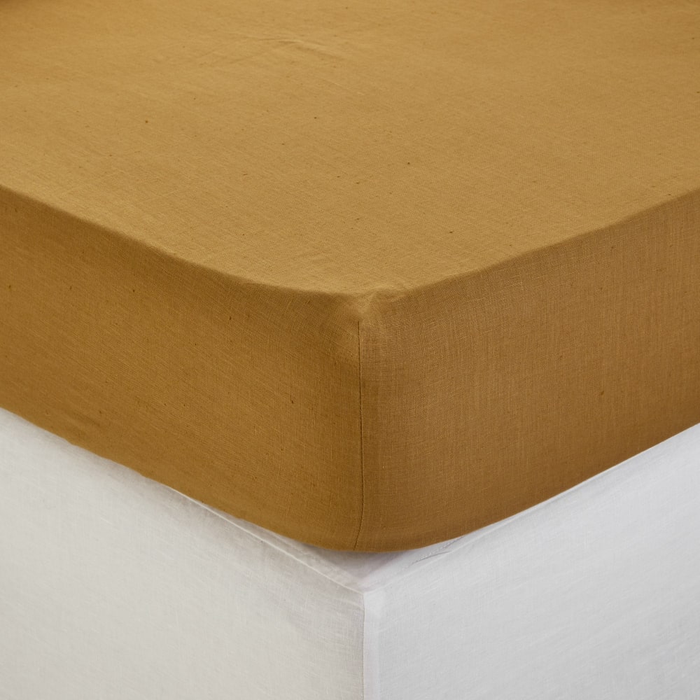 Fodera lino lavato leggermente sgualcito bronzo 140x200 cm - Modello Contemporaneo - Öko-Tex Zertifikat - Lino