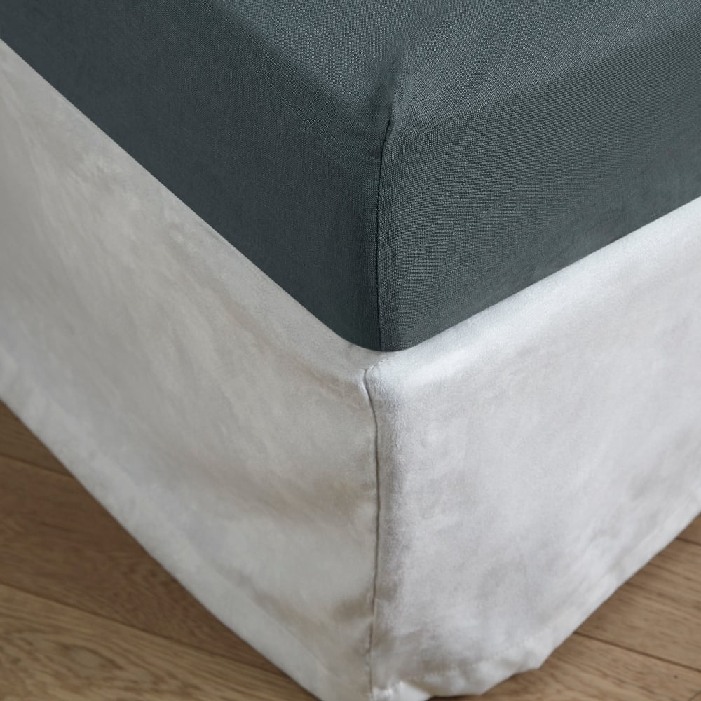 Fodera lino lavato leggermente sgualcito verde di grigio 180x200