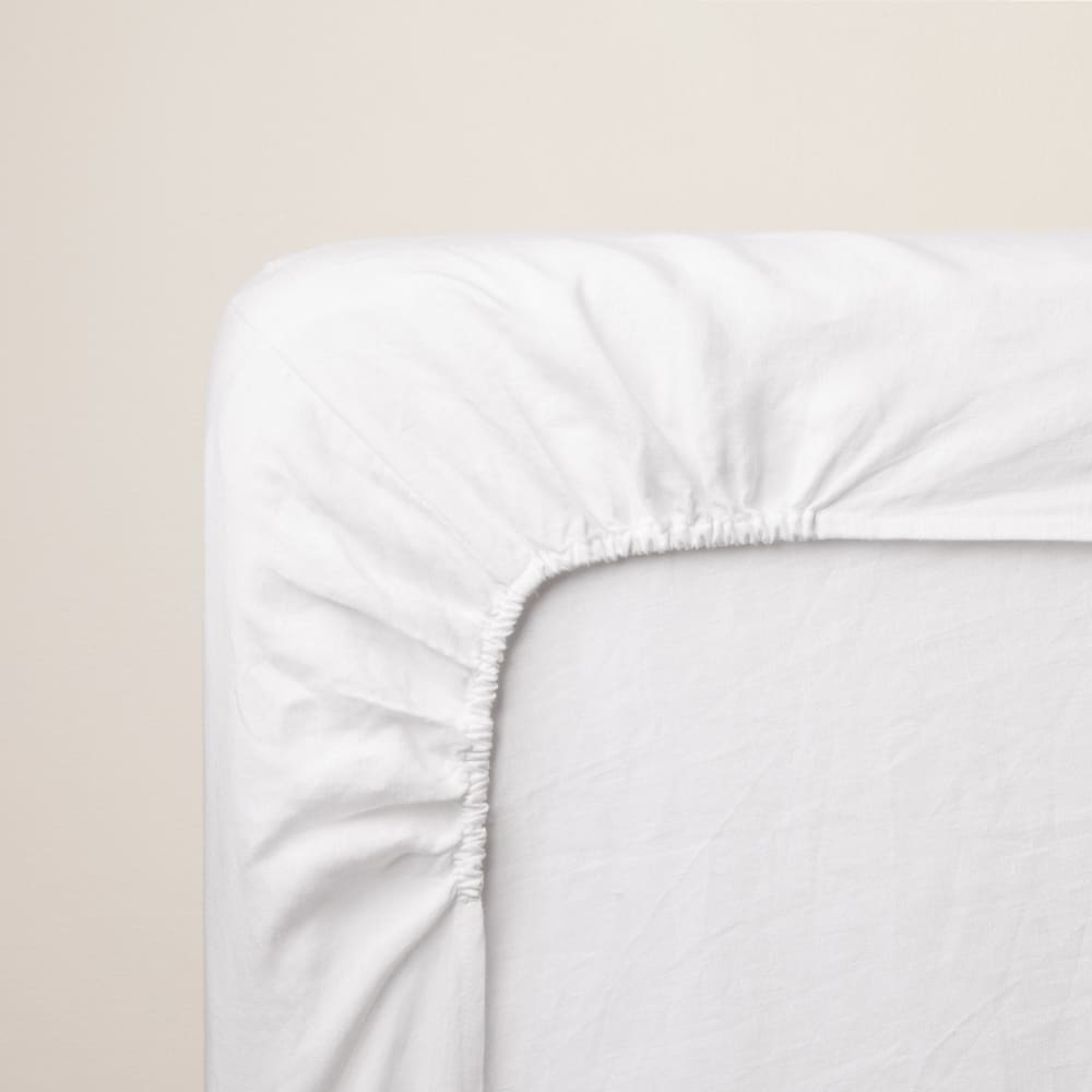 Drap housse en lin blanc 90x200 cm - Maisons du Monde