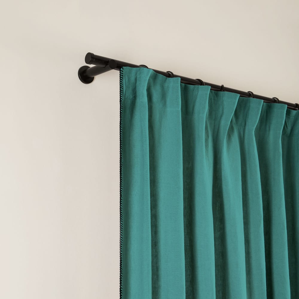 Tenda a trecce Lavaggio laguna e festone nero 135x350 cm - Madura