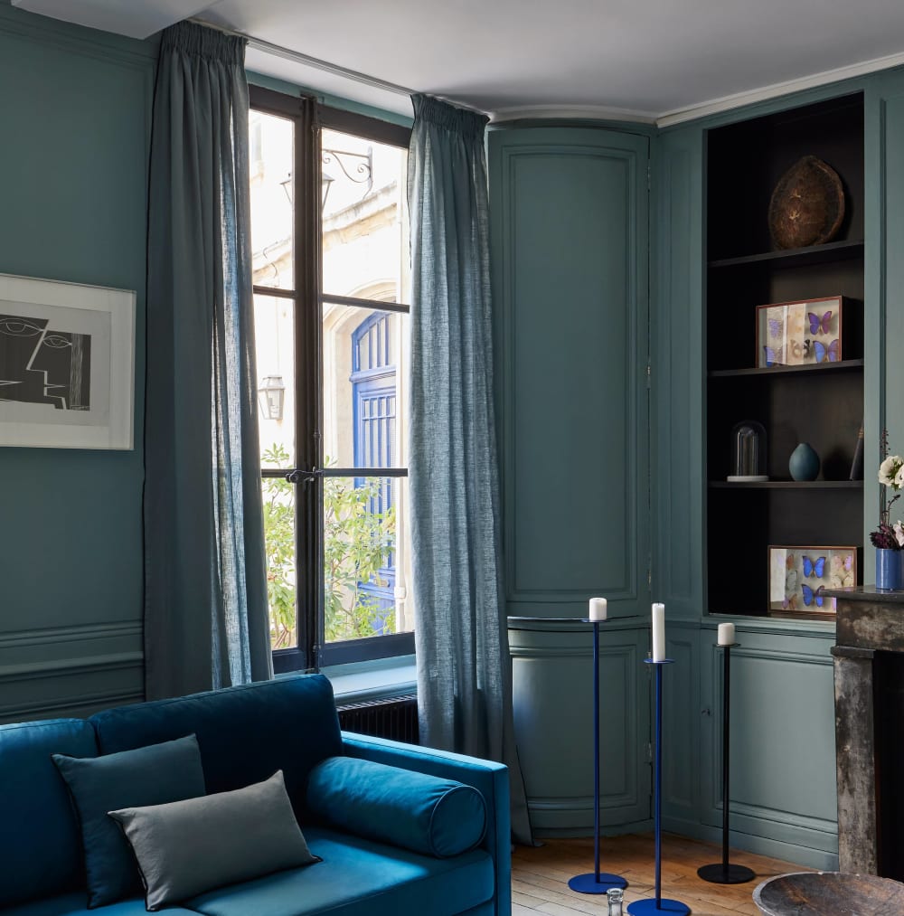 Rideau en lin vert 144x280 cm