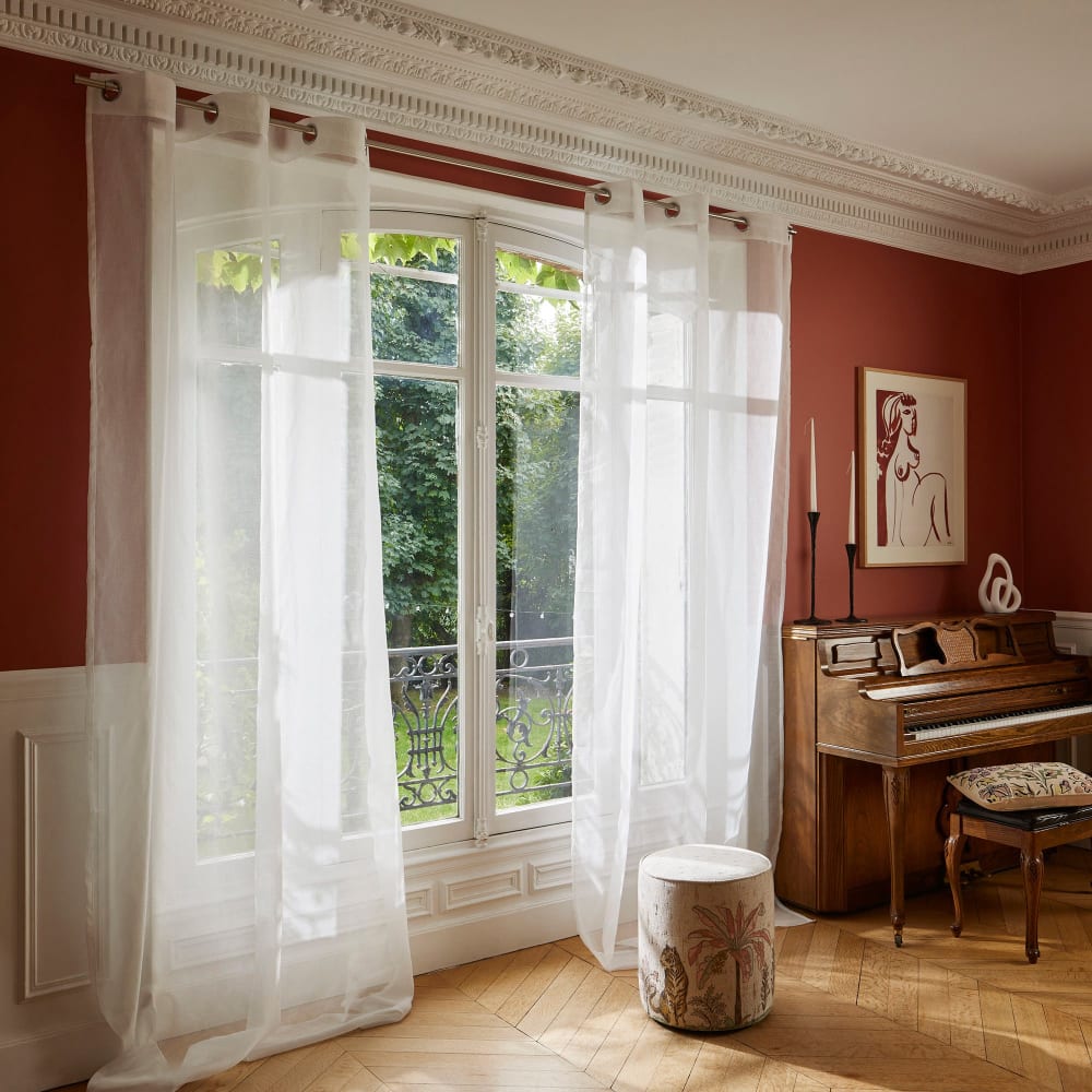 Voilage fin au tombé léger blanc 145x280 cm