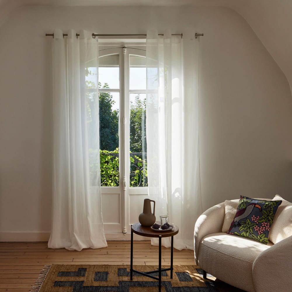 Voilage aspect lin vaporeux blanc 280x350 cm