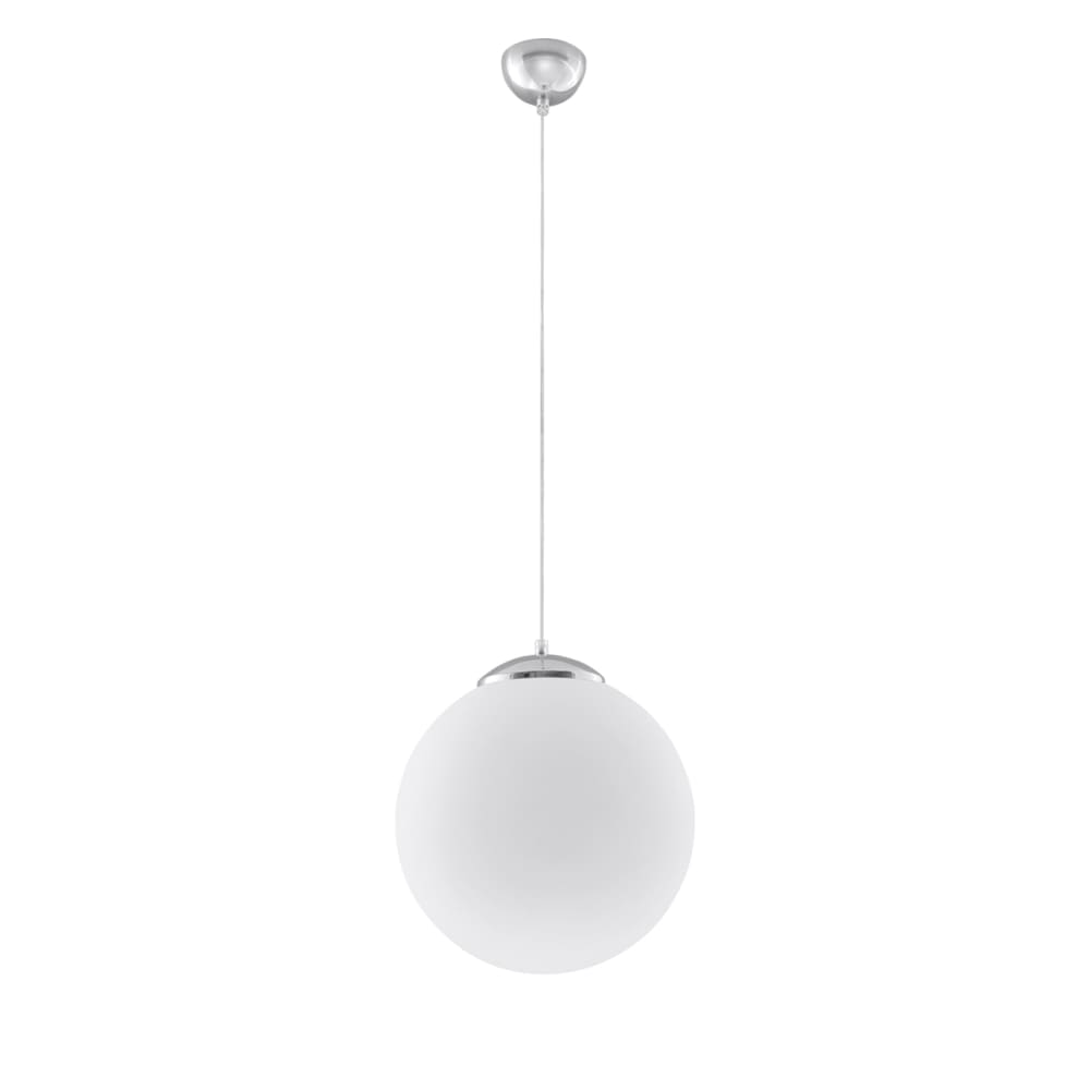 Lampe suspendue acier verre blanc H 120 cm