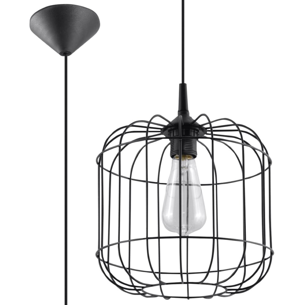Suspension ovale en métal, noir L: 23cm