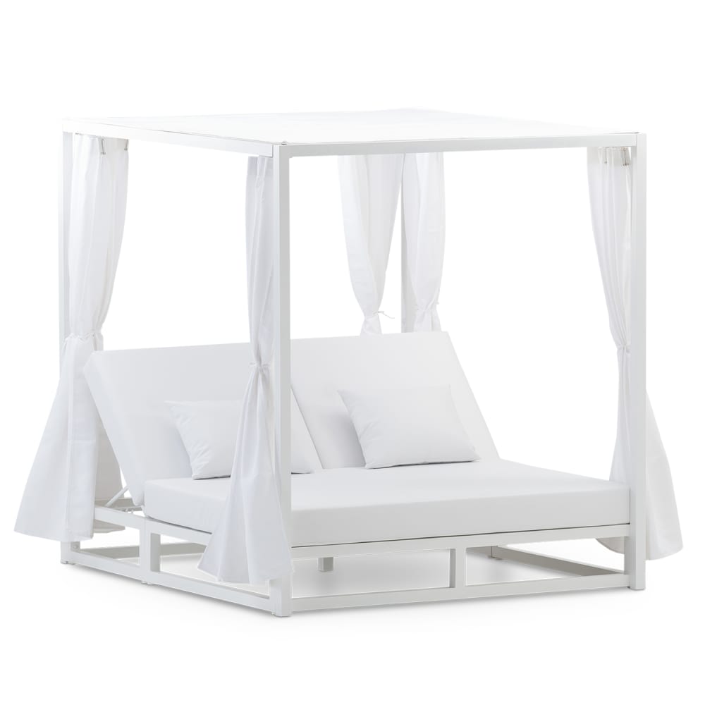 Lit balinais en aluminium et coussin blanc