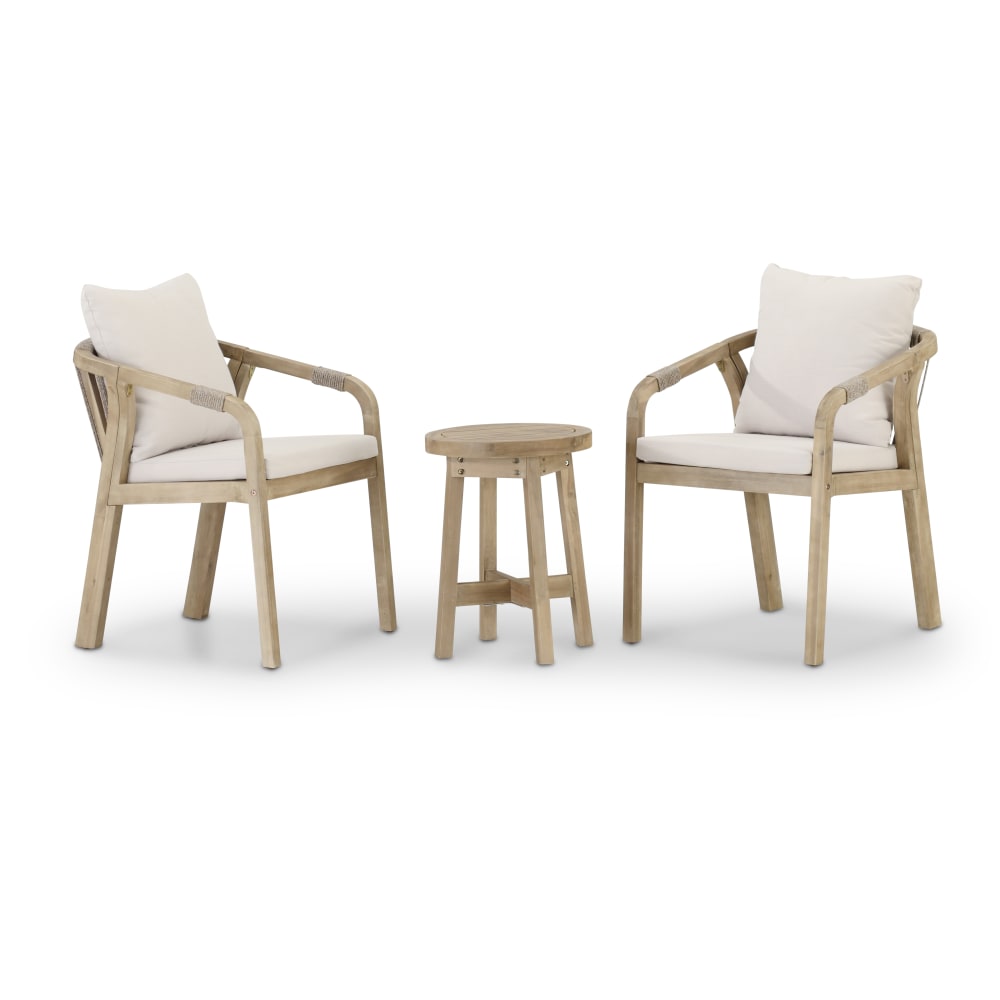 Ensemble de balcon 2 chaises en corde beige et table d’appoint