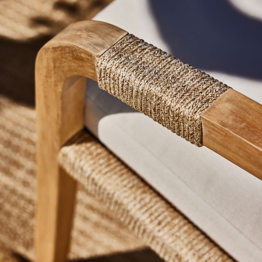 Ensemble de balcon 2 chaises en corde beige et table d’appoint