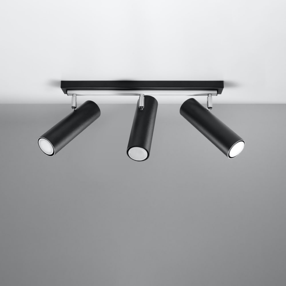 Lampada a soffitto nera acciaio - Sollux Lighting