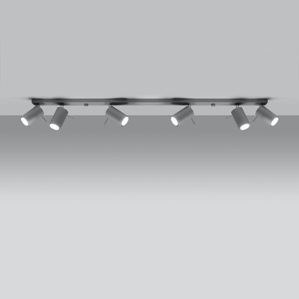 Plafonnier Acier Gris GU10 6 Ring — vue 4
