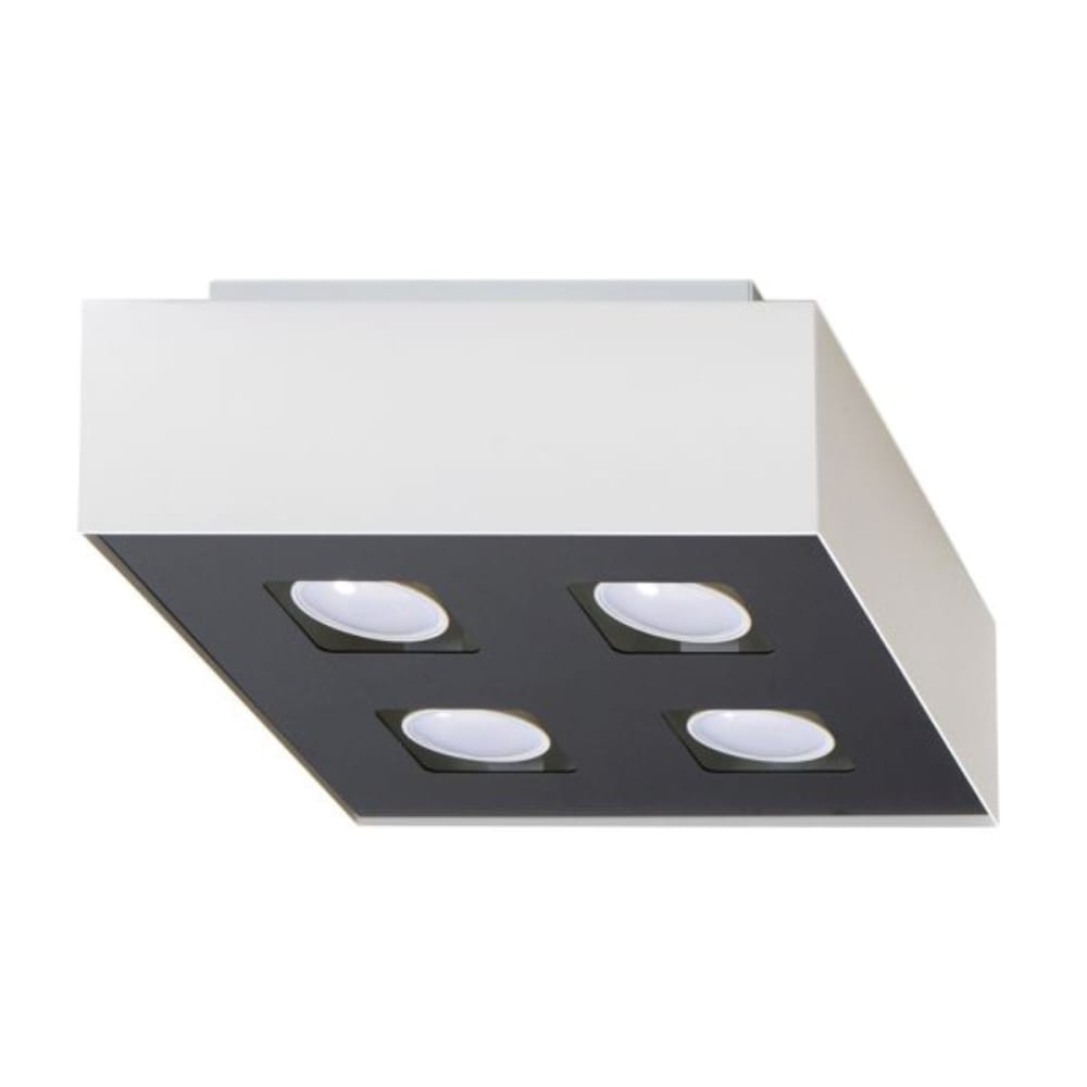 Plafonnier Acier Blanc/Noir GU10 4 Mono